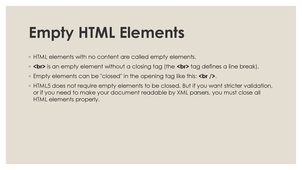 Empty element in html online